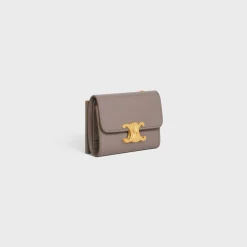 COMPACT WALLET WITH COIN TRIOMPHE in Shiny calfskin