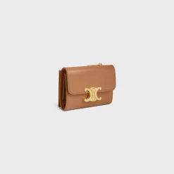 COMPACT WALLET WITH COIN TRIOMPHE in Shiny calfskin