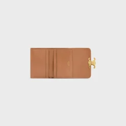 COMPACT WALLET WITH COIN TRIOMPHE in Shiny calfskin