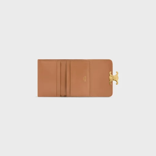 COMPACT WALLET WITH COIN TRIOMPHE in Shiny calfskin