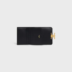 COMPACT WALLET WITH COIN TRIOMPHE in Shiny calfskin