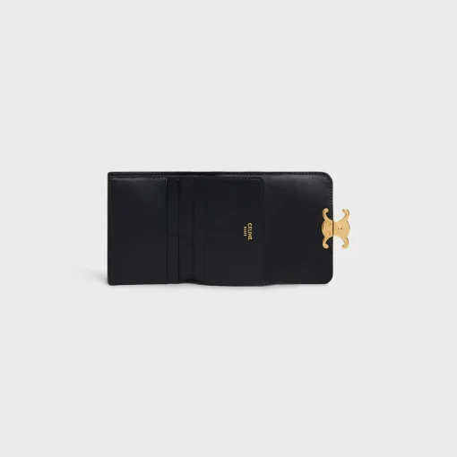 COMPACT WALLET WITH COIN TRIOMPHE in Shiny calfskin