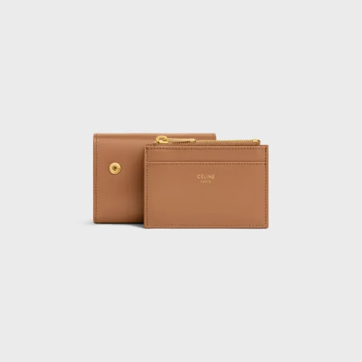 COMPACT WALLET WITH COIN TRIOMPHE in Shiny calfskin