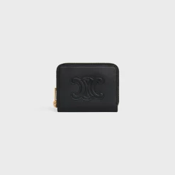 COMPACT ZIPPED WALLET CUIR TRIOMPHE IN SMOOTH CALFSKIN
