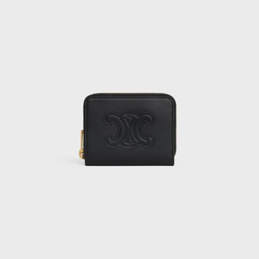 COMPACT ZIPPED WALLET CUIR TRIOMPHE IN SMOOTH CALFSKIN