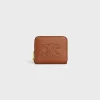 COMPACT ZIPPED WALLET CUIR TRIOMPHE IN SMOOTH CALFSKIN