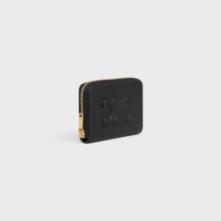 COMPACT ZIPPED WALLET CUIR TRIOMPHE IN SMOOTH CALFSKIN