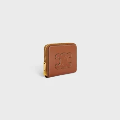 COMPACT ZIPPED WALLET CUIR TRIOMPHE IN SMOOTH CALFSKIN