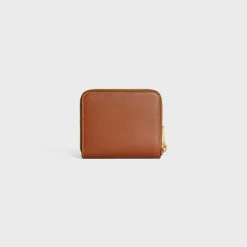 COMPACT ZIPPED WALLET CUIR TRIOMPHE IN SMOOTH CALFSKIN