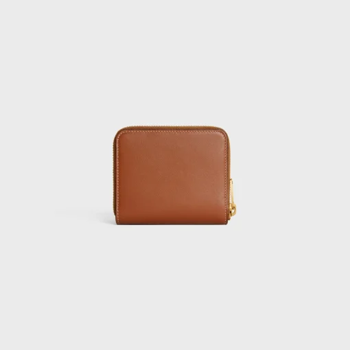 COMPACT ZIPPED WALLET CUIR TRIOMPHE IN SMOOTH CALFSKIN