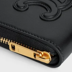 COMPACT ZIPPED WALLET CUIR TRIOMPHE IN SMOOTH CALFSKIN