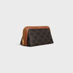 COSMETIC LIPSTICK POUCH IN TRIOMPHE CANVAS AND CALFSKIN