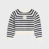 crew neck marinière sweater in mohair and silk