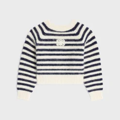 crew neck marinière sweater in mohair and silk