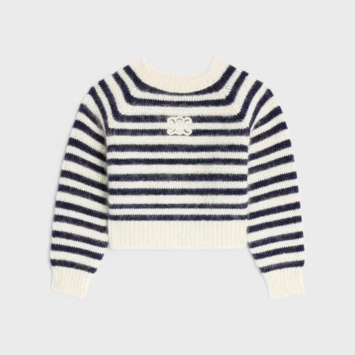 crew neck marinière sweater in mohair and silk