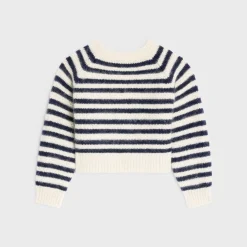 crew neck marinière sweater in mohair and silk