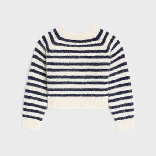 crew neck marinière sweater in mohair and silk