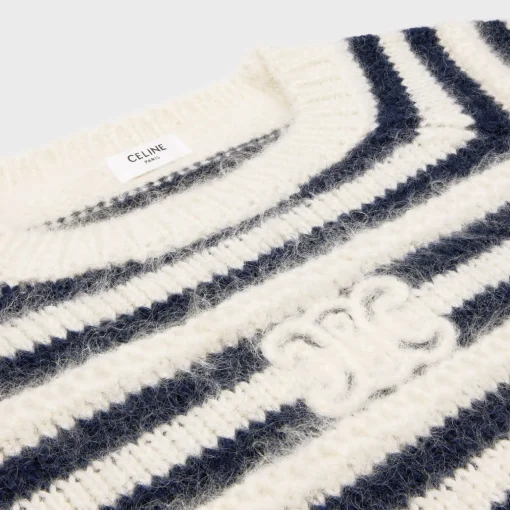 crew neck marinière sweater in mohair and silk