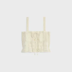 crop top in floral crocheted cotton