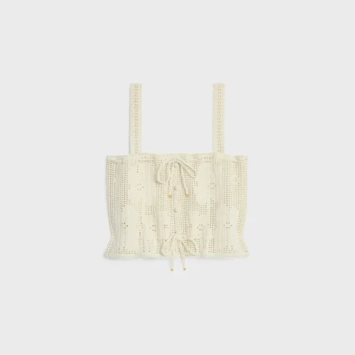 crop top in floral crocheted cotton