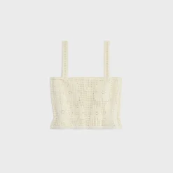 crop top in floral crocheted cotton