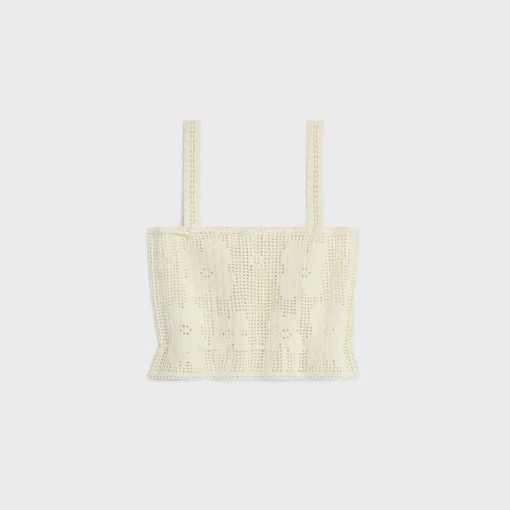 crop top in floral crocheted cotton