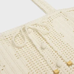 crop top in floral crocheted cotton