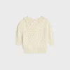 cropped cardigan in pointelle cotton