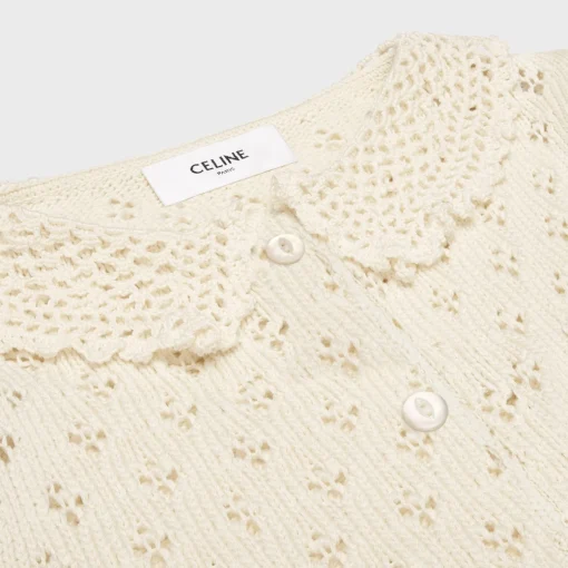 cropped cardigan in pointelle cotton