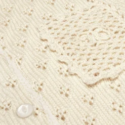 cropped cardigan in pointelle cotton