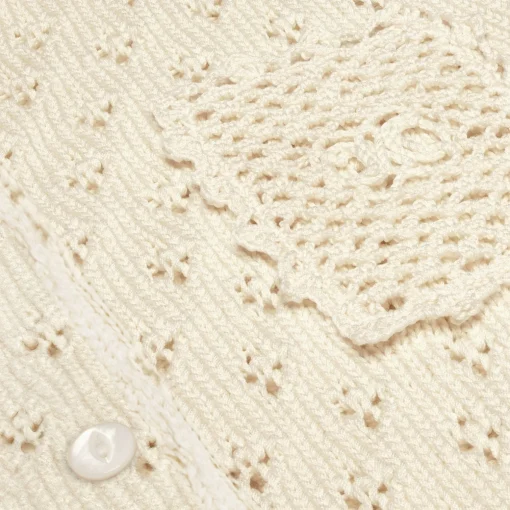cropped cardigan in pointelle cotton