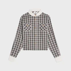 cropped shirt in check silk