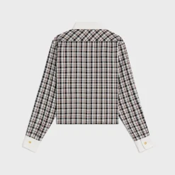 cropped shirt in check silk