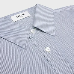 cropped shirt in striped cotton and silk