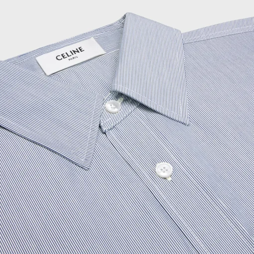 cropped shirt in striped cotton and silk