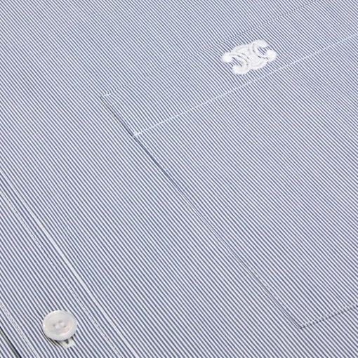 cropped shirt in striped cotton and silk