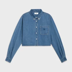 CROPPED SHIRT IN UNION OCEAN WASH DENIM