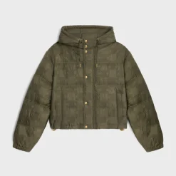 cropped triomphe down jacket in lightweight nylon