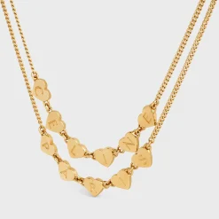 Cœur Celine Double Necklace in Brass with Gold Finish