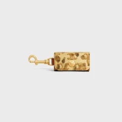 Dog bags holder in triomphe canvas with leopard print and calfskin