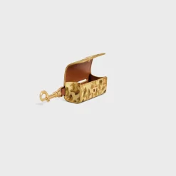 Dog bags holder in triomphe canvas with leopard print and calfskin