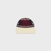 embroidered beanie in fair isle wool