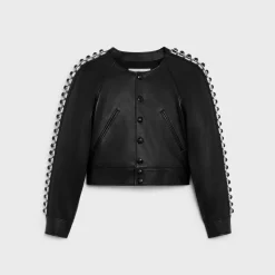 embroidered blouson jacket in soft lambskin