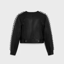 embroidered blouson jacket in soft lambskin