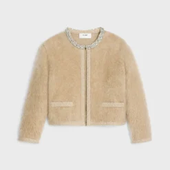Embroidered cardigan in brushed mohair