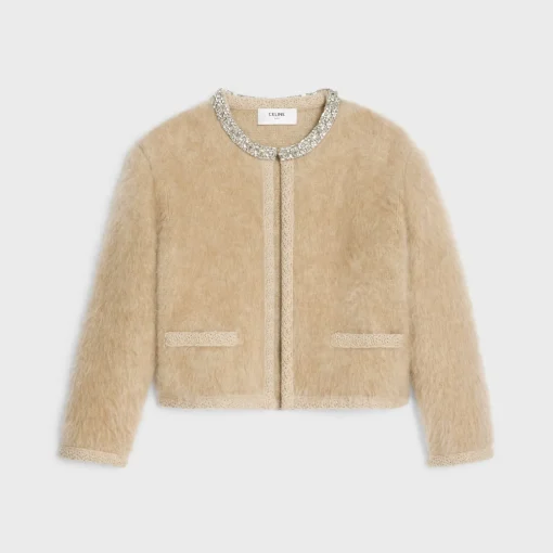 Embroidered cardigan in brushed mohair