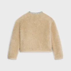 Embroidered cardigan in brushed mohair