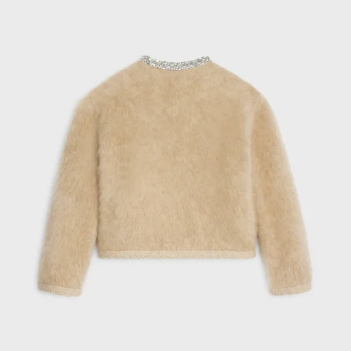 Embroidered cardigan in brushed mohair