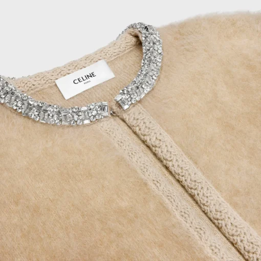 Embroidered cardigan in brushed mohair