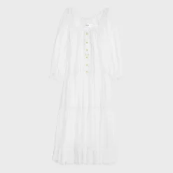 embroidered folk dress in cotton muslin